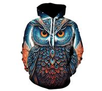 Mujeres Hombres Sudaderas con Capucha Caza del Búho Wildlife Impresión 3D Sudadera con Capucha Casual Holgado Cordón Pullover con Bolsillo