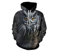 Mujeres Hombres Sudaderas con Capucha Caza del Búho Wildlife Impresión 3D Sudadera con Capucha Casual Holgado Cordón Pullover con Bolsillo