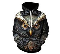 Mujeres Hombres Sudaderas con Capucha Caza del Búho Wildlife Impresión 3D Sudadera con Capucha Casual Holgado Cordón Pullover con Bolsillo