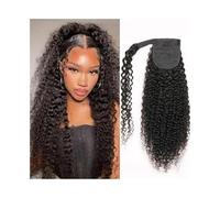Mujeres Human Hair Wrap Around Ponytail Extensions Kinky Curly Brazilian Virgin Pieces for Black Women Diario(20inches)