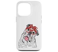 Mujeres Inglés Bulldog Head Bandana Propietario de Bulldog Carcasa para iPhone 13 Pro