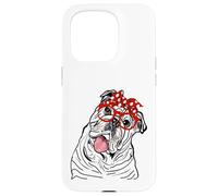 Mujeres Inglés Bulldog Head Bandana Propietario de Bulldog Carcasa para iPhone 15 Pro