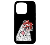 Mujeres Inglés Bulldog Head Bandana Propietario de Bulldog Carcasa para iPhone 15 Pro