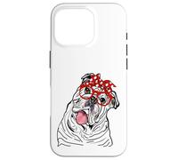 Mujeres Inglés Bulldog Head Bandana Propietario de Bulldog Carcasa para iPhone 16 Pro