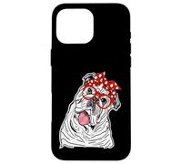 Mujeres Inglés Bulldog Head Bandana Propietario de Bulldog Carcasa para iPhone 16 Pro Max