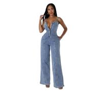 Mujeres Jeans de Pierna Ancha Sin Tirantes Mono de Pantalones | Mono de Carga de Calle de Otoño Traje de Una Pieza Peleles