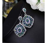 Mujeres Joyas de cristal Drop de arete místico de fuego azul arcoirbow con piedras de circón