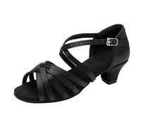 Mujeres Ladies Low Dancing Ballroom Tango Zapatos Latinos Sandalias (Black, 41)