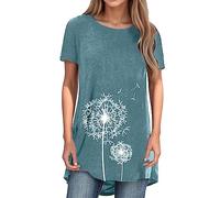 Mujeres Lady Fashion Print Manga Corta Casual Tanic Mujer Camiseta de Algodón Camiseta de Algodón Cuello en V Mis Abos Mostrar Camisa Negra Verano Tops Blusa Camisera Manga Corta, azul, XXL