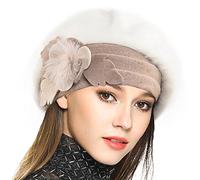 Mujeres Lana Boinas Angola Gorro Casquete Invierno Sombrero (Crema)
