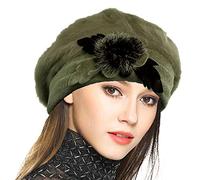 Mujeres Lana Boinas Angola Gorro Casquete Invierno Sombrero (Verde)