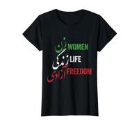 Mujeres Libertad de Vida, Zan Zendegi Azadi, Bandera de Irán, Oscuro Camiseta gráfica económica, Mujer, Negro, XL