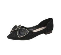 Mujeres Ligero Encaje Boca Plana Suave Zapatos Individuales,Zapatos De Ballet De Gran Tamaño,Zapatos Planos De Las Mujeres Primavera Y Otoño Estilo Suelo Arco Diario Péndulo Zapatos, Negro , 36 EU