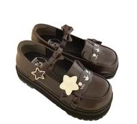 Mujeres lindo Bowknot Mary Jane zapatos planos dulce estilo Lolita con plataforma tacones correa de tobillo cerrado dedo del pie dulce color correa arco encaje zapatos de vestido de fiesta para niñas