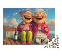 Mujeres Mayores Felices Costa Puzzle de 1000 Piezas Puzzle para Adultos Papel Puzzle para Toda la Familia Relajante Decoración Hogar 52x38cm/1000pcs