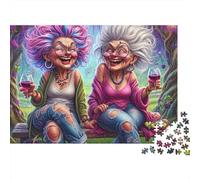 Mujeres Mayores Felices Estilo artístico Puzzle de 1000 Piezas Papel para Adultos Relajación Familia Decoración Regalo 52x38cm/1000pcs