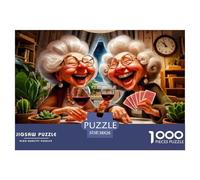Mujeres Mayores Felices Juego de Cartas Puzzle de 1000 Piezas Puzzle para Adultos Ocio Familiar Decorativo Regalo 38x26cm/1000pcs