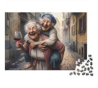Mujeres Mayores Felices Paseo Casco Antiguo Puzzle de 1000 Piezas para Adultos Juego de Puzzle 1000 Piezas Papel Relajante Decoración Familiar Regalo 70x50cm/1000pcs