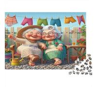 Mujeres Mayores Felices Puzzle 1000 Piezas Papel Reciclado para Adultos Puzzle para Adultos Juego Educativo para descompresión Excelente Idea de Regalo para Mujeres y Hombres 70x50cm/1000pcs