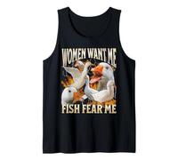 Mujeres Me Quieren Pescado Miedo Divertido Ganso Meme Bootleg Y2K Camiseta sin Mangas