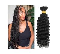Mujeres Mechones de cabello humano trenzado de 100 g, sin trama, de ondas profundas, for trenzas bohemias Extensiones para trenzas(14inches)