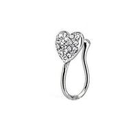 Mujeres Moda Glitter Rhinestone Corazón Falso No Piercing Clip-on Nose Ring Stud Girl Body Creativo y útil Nice and Clever