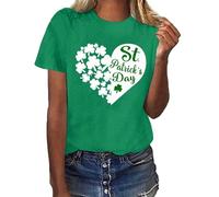 Mujeres Moda Impreso Casual Suelto Cuello Redondo Manga Corta Camiseta Top Moda Pantalones De Trabajo Para Damas Cuidado, verde menta, XXL