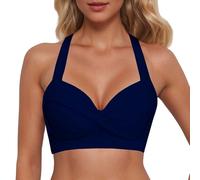 Mujeres Modelos En Ropa De Baño Bañador Blanco Halter Fruncido Bonitos Playa Elegante Cordon Cruzado Hipster Fruncida Piscina Sandia Favorecedores Lindas Punto Las Tangas Varilla