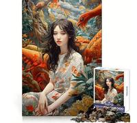 Mujeres Naturaleza Arte Chino Adolescentes Rompecabezas de 1000 Piezas Poder de Recuerdo Placer Relajante Bordes precisos Sorpresa de cumpleaños (38x26cm)