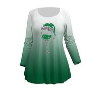 Mujeres Navidad Plus tamaño manga larga Navidad copo de nieve pinting camisetas sueltas casual túnica cuello redondo blusa suave blusas traje de niña espacial, a, 4XL