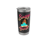 Mujeres Negras Divertidas Sassy Desde El Nacimiento Melanin Girl Magic Girls Vaso térmico de acero inoxidable de doble pared