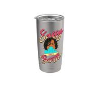 Mujeres Negras Divertidas Sassy Desde El Nacimiento Melanin Girl Magic Girls Vaso térmico de acero inoxidable de doble pared