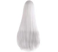 Mujeres negras rectas para hombres cabello universal y estilo largo cos peluca peluca Ancha Mujer (White, One Size)
