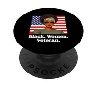 Mujeres Negras Veterano Afroamericano Mujer Soldado del Ejército PopSockets PopGrip Adhesivo