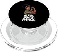 Mujeres Negras Veterano Afroamericano Mujer Soldado del Ejército PopSockets PopGrip para MagSafe