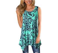 Mujeres Niñas Camisetas sin Mangas Redondas Chaleco de Verano Camisa fluida Cami Swing Playera elástica Suave Top tee Color Puro Túnica Suelta Sexy Tallas Grandes Dark-Green L