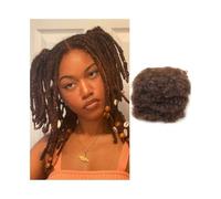 Mujeres Paquetes de cabello humano Afro Kinkys a granel, color castaño n.° 4, for minitorsiones, trenzas, extensiones de rastas y crochet. Extensiones para trenzas(8inches)