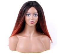 Mujeres Peluca 14Inch Largo Liso Afro Kinky Hair Para Las Mujeres Negras Rizado Pelucas Completo Esponjoso Sintético Ninguno Frente De Encaje Diario De Halloween Party,T350,14Inches