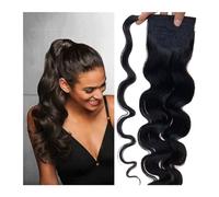 Mujeres Peluca alrededor de la cabeza con cordón for mujer, coleta ondulada, pinzas de cabello humano en envoltura de extensión de cabello humano brasileño Remy Uso diario(Bruin,18inches)