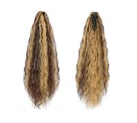Mujeres Peluca de cola caballo rizada con clip, extensiones cabello, peluca, ondas agua, postizo profundas, agarre Diario(SU88 4H27)