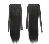 Mujeres Peluca larga y recta con cola de caballo, extensión cabello, postizo, mate, realista, sin costuras, for mujer Uso diario(NATURAL BLACK_55CM)