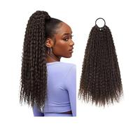 Mujeres Peluca sintética de pelo largo y rizado con cabeza explosiva cola caballo bigotes maíz for mujer Uso diario(#4)