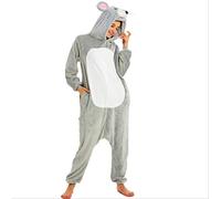 Mujeres Pijamas Mujeres Hombres Ropa de Dormir de Franela Pijamas Unisex Stitch Panda Lion Cartoon Animal Winter Pijamas Sets S (Altura 148-158CM) Grey Rat