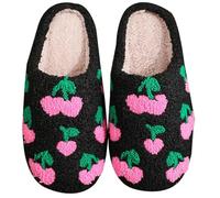 Mujeres Pisos Negro Nuevas zapatillas de invierno cómodas en forma de dibujos animados para hombres y mujeres, modelos de pareja, zapatillas cálidas de fondo grueso Botas Altas de pantorrilla Ancha