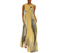 Mujeres Plantas Tropicales V Vestido de Verano Vestidos Sin Mangas Cuello en v Elegante Vestidos Casual de Sin Manga Garza Verano Chaleco Vestido de Playa 4XL
