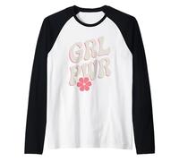 Mujeres Poder GRL PWR Motivación Fuerza Feminista Power Girl Camiseta Manga Raglan