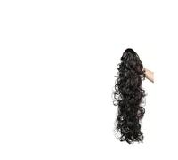 Mujeres Ponytail Extension, 30 Inch Claw Clip in Long Wavy Curly Fluffy Multi Layered Synthetic Hair Piece Diario(1B)