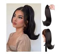 Mujeres Postizos de cola de caballo de garra sintética de 16 pulgadas for mujeres Extensiones de cola de caballo rectas largas sintéticas de uso diario Clip de garra en extensión de cabello de cola de