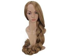Mujeres Princesas Rapunzel Golden Wig Juego de papel de Halloween Disfraz de cola de caballo larga enredada