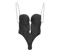 Mujeres Push Up Firma Control One Piece Bodysuit L para Wedding Club Beach Night Out (Negro)